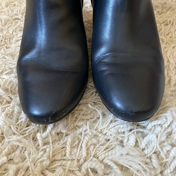 Banana Republic Ankle Boots Womens Black Leather Round Block Heel Retro, 9.5 - Picture 4 of 13